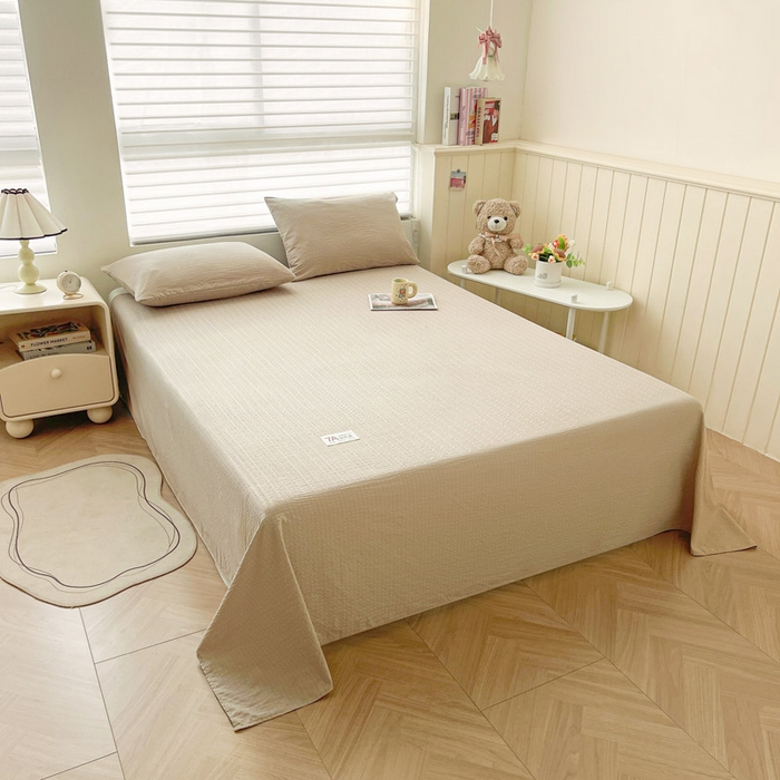 91家纺网 家纺一手货源 找家纺 贝扬思家纺 2026新款高品质A类泡芙纱纯色单床单床单单件 CD-卡其