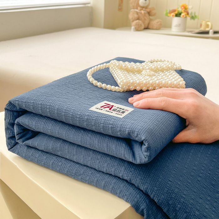 贝扬思家纺 2026新款高品质A类泡芙纱纯色单床单床单单件 CD-深蓝