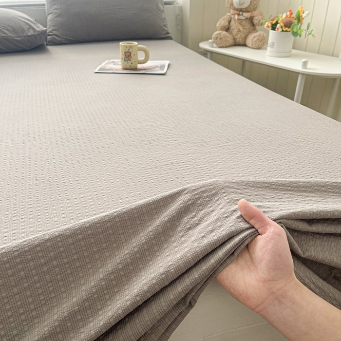 91家纺网 家纺一手货源 找家纺 贝扬思家纺 2026新款高品质A类泡芙纱纯色单床单床单单件 CD-浅灰