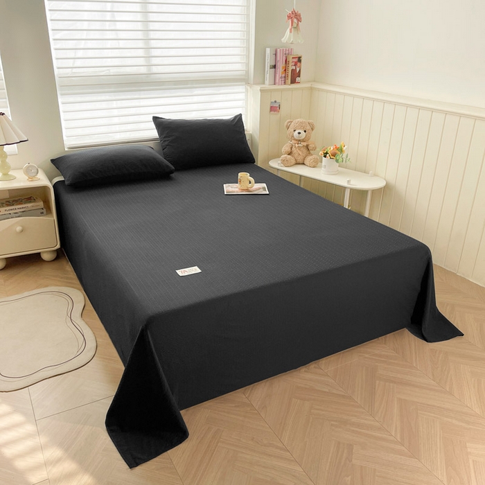 91家纺网 家纺一手货源 找家纺 贝扬思家纺 2026新款高品质A类泡芙纱纯色单床单床单单件 CD-黑色