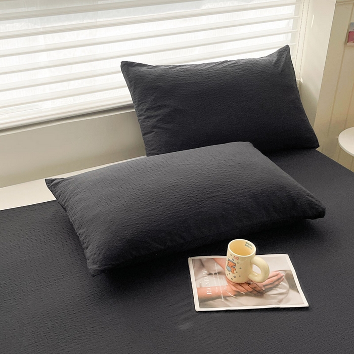 91家纺网 家纺一手货源 找家纺 贝扬思家纺 2026新款高品质A类泡芙纱纯色单床单床单单件 CD-黑色