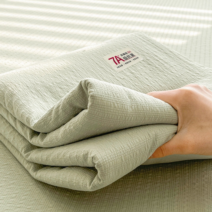 91家纺网 家纺一手货源 找家纺 贝扬思家纺 2026新款高品质A类泡芙纱纯色单床单床单单件 CD-绿色