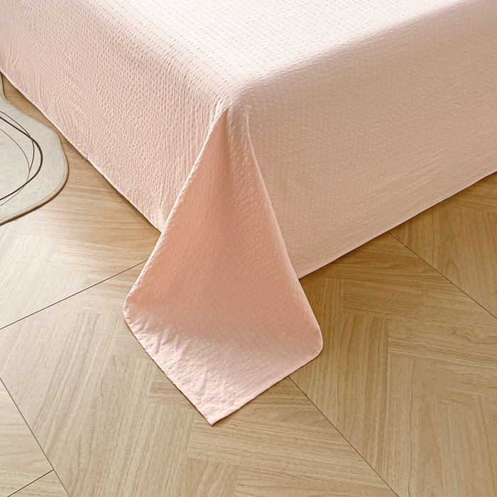 91家纺网 家纺一手货源 找家纺 贝扬思家纺 2026新款高品质A类泡芙纱纯色单床单床单单件 CD-粉色