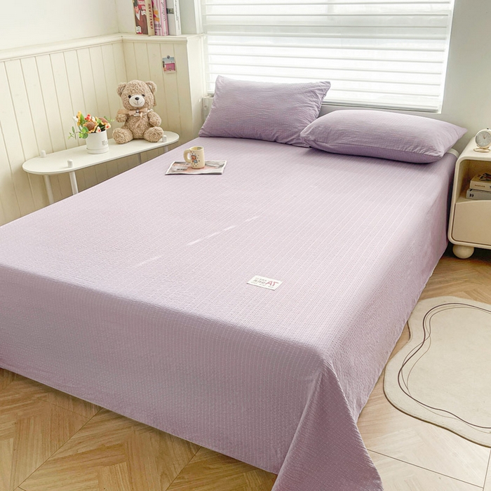 91家纺网 家纺一手货源 找家纺 贝扬思家纺 2026新款高品质A类泡芙纱纯色单床单床单单件 CD-浅紫