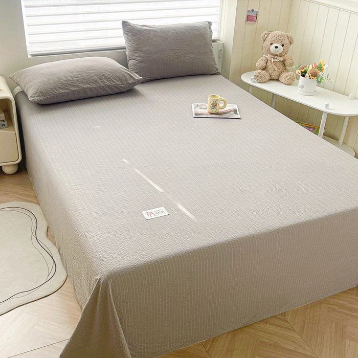 91家纺网 家纺一手货源 找家纺 贝扬思家纺 2026新款高品质A类泡芙纱纯色单床单床单单件 CD-浅灰