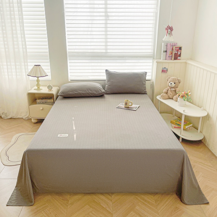 91家纺网 家纺一手货源 找家纺 贝扬思家纺 2026新款高品质A类泡芙纱纯色单床单床单单件 CD-浅灰