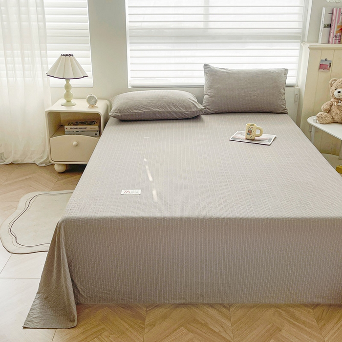 91家纺网 家纺一手货源 找家纺 贝扬思家纺 2026新款高品质A类泡芙纱纯色单床单床单单件 CD-浅灰