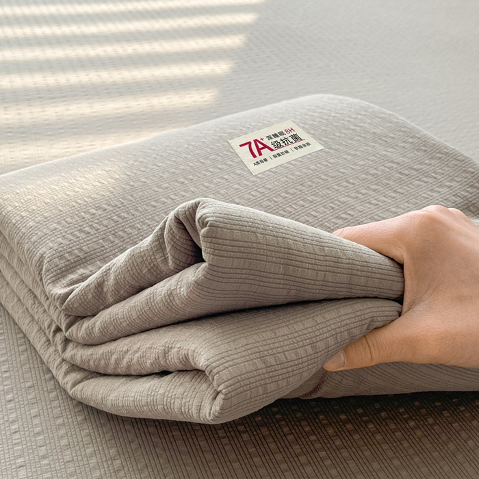 91家纺网 家纺一手货源 找家纺 贝扬思家纺 2026新款高品质A类泡芙纱纯色单床单床单单件 CD-浅灰