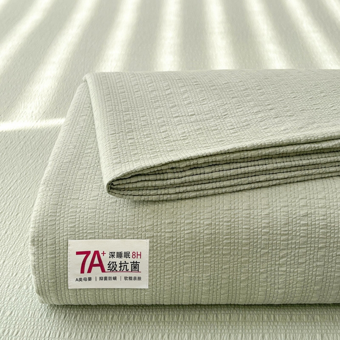 91家纺网 家纺一手货源 找家纺 贝扬思家纺 2026新款高品质A类泡芙纱纯色单床单床单单件 CD-绿色
