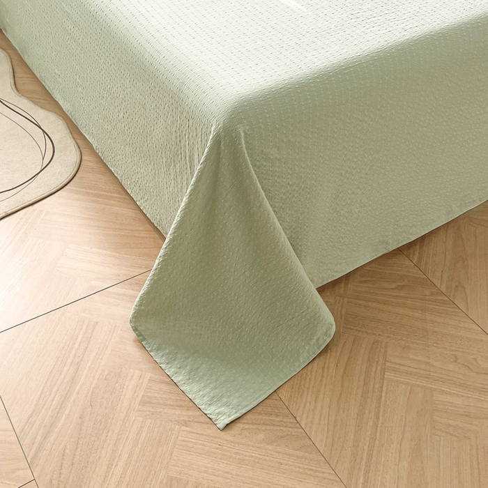 91家纺网 家纺一手货源 找家纺 贝扬思家纺 2026新款高品质A类泡芙纱纯色单床单床单单件 CD-绿色