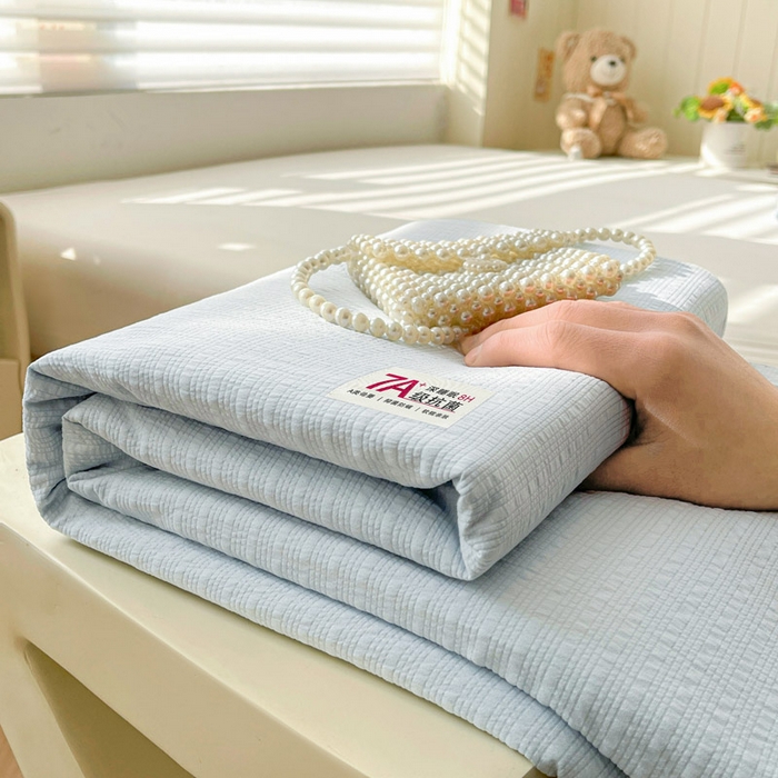 贝扬思家纺 2026新款高品质A类泡芙纱纯色单床单床单单件 CD-浅蓝
