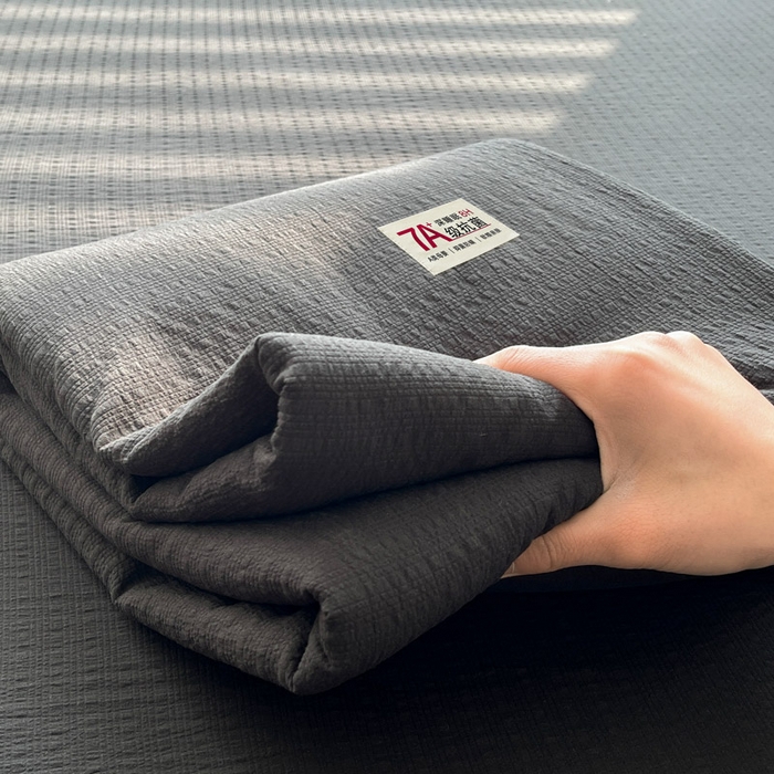 91家纺网 家纺一手货源 找家纺 贝扬思家纺 2026新款高品质A类泡芙纱纯色单床单床单单件 CD-黑色