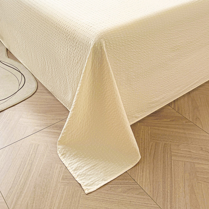 91家纺网 家纺一手货源 找家纺 贝扬思家纺 2026新款高品质A类泡芙纱纯色单床单床单单件 CD-米黄