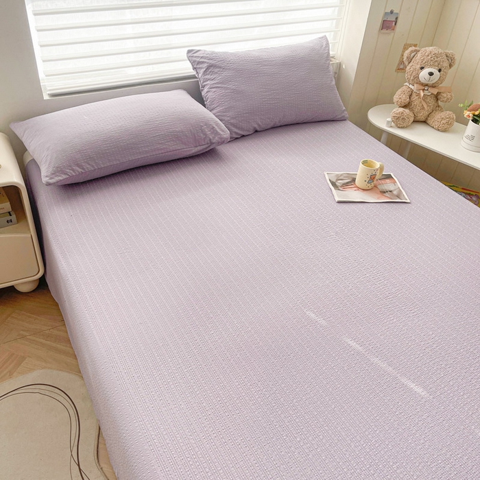 91家纺网 家纺一手货源 找家纺 贝扬思家纺 2026新款高品质A类泡芙纱纯色单床单床单单件 CD-浅紫