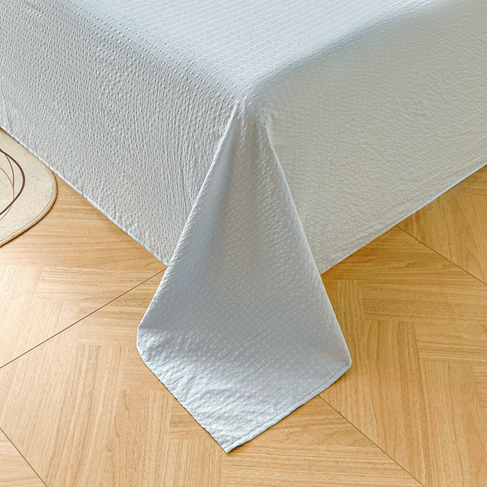 91家纺网 家纺一手货源 找家纺 贝扬思家纺 2026新款高品质A类泡芙纱纯色单床单床单单件 CD-浅蓝