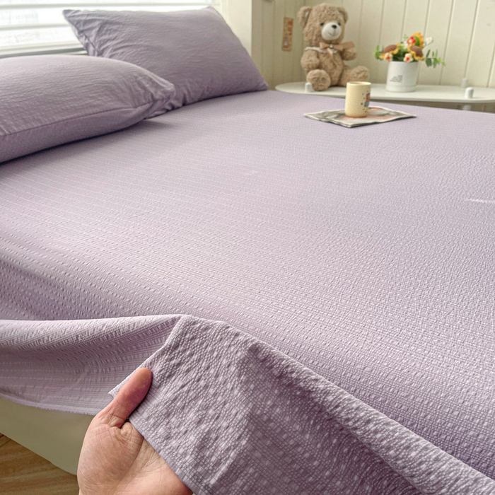 91家纺网 家纺一手货源 找家纺 贝扬思家纺 2026新款高品质A类泡芙纱纯色单床单床单单件 CD-浅紫