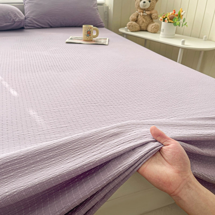 91家纺网 家纺一手货源 找家纺 贝扬思家纺 2026新款高品质A类泡芙纱纯色单床单床单单件 CD-浅紫