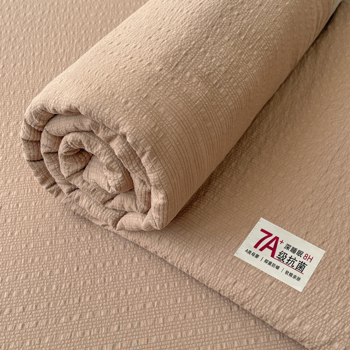 91家纺网 家纺一手货源 找家纺 贝扬思家纺 2026新款高品质A类泡芙纱纯色单床单床单单件 CD-深咖