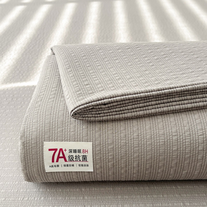 91家纺网 家纺一手货源 找家纺 贝扬思家纺 2026新款高品质A类泡芙纱纯色单床单床单单件 CD-浅灰