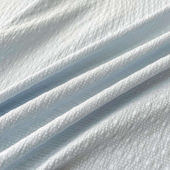 91家纺网 家纺一手货源 找家纺 贝扬思家纺 2026新款高品质A类泡芙纱纯色单床单床单单件 CD-浅蓝