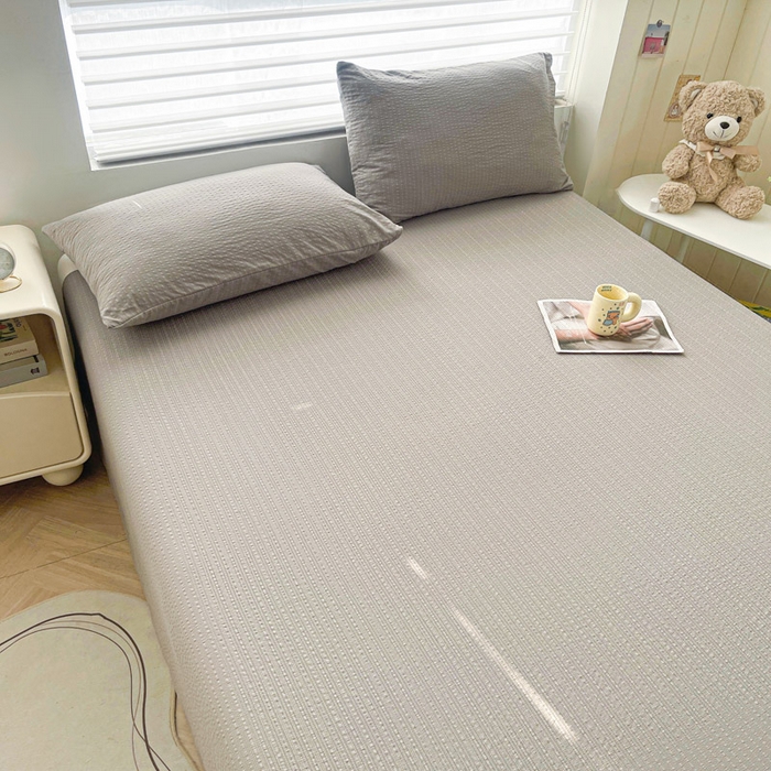 91家纺网 家纺一手货源 找家纺 贝扬思家纺 2026新款高品质A类泡芙纱纯色单床单床单单件 CD-浅灰