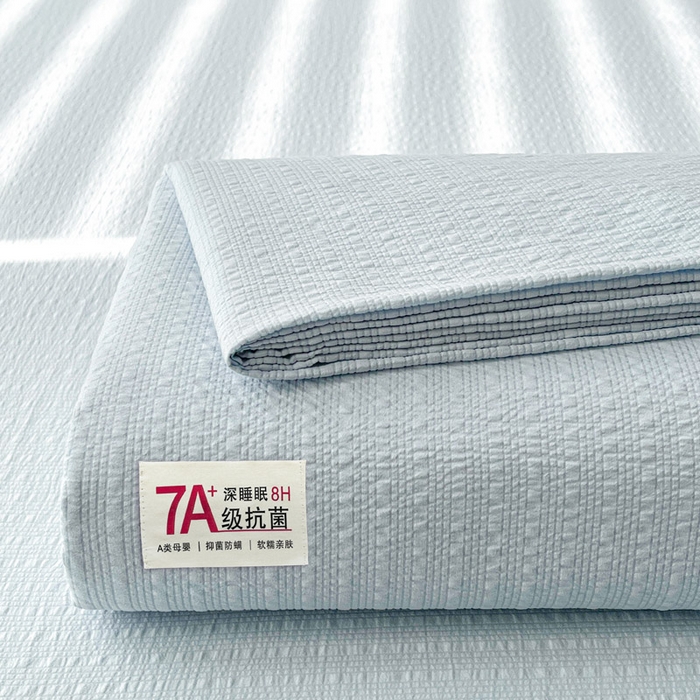 91家纺网 家纺一手货源 找家纺 贝扬思家纺 2026新款高品质A类泡芙纱纯色单床单床单单件 CD-浅蓝