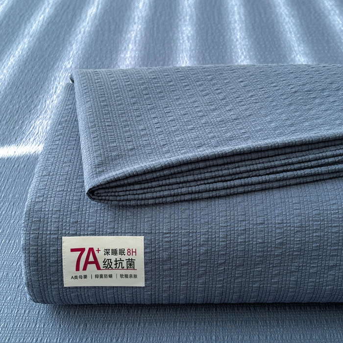 91家纺网 家纺一手货源 找家纺 贝扬思家纺 2026新款高品质A类泡芙纱纯色单床单床单单件 CD-深蓝