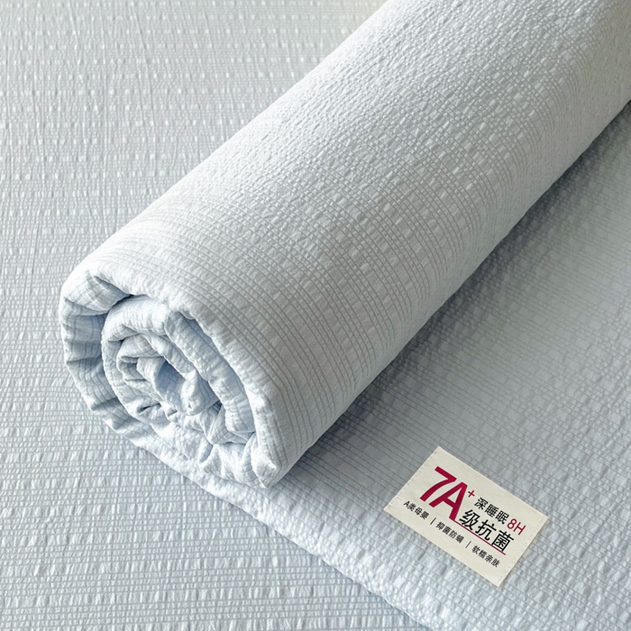 91家纺网 家纺一手货源 找家纺 贝扬思家纺 2026新款高品质A类泡芙纱纯色单床单床单单件 CD-浅蓝