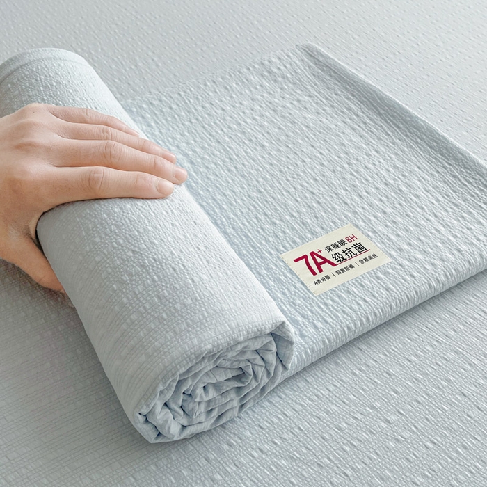 91家纺网 家纺一手货源 找家纺 贝扬思家纺 2026新款高品质A类泡芙纱纯色单床单床单单件 CD-浅蓝