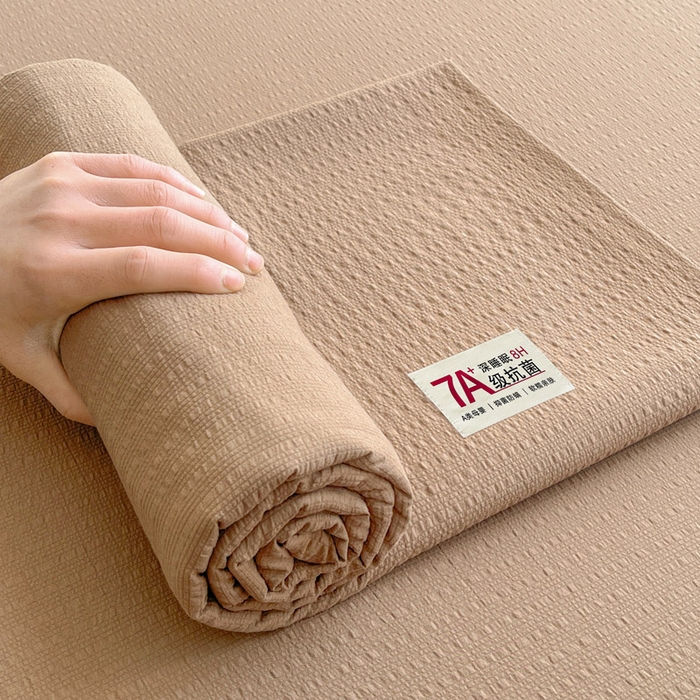 91家纺网 家纺一手货源 找家纺 贝扬思家纺 2026新款高品质A类泡芙纱纯色单床单床单单件 CD-深咖