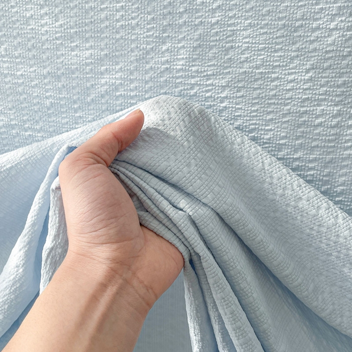 91家纺网 家纺一手货源 找家纺 贝扬思家纺 2026新款高品质A类泡芙纱纯色单床单床单单件 CD-浅蓝