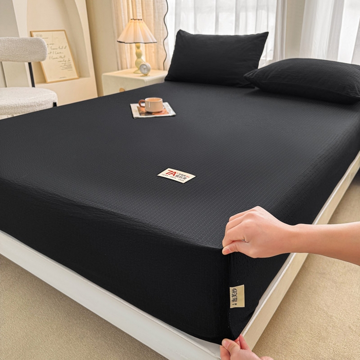 91家纺网 家纺一手货源 找家纺 （总）贝扬思家纺 2026新款高品质A类泡芙纱纯色单床笠系列-110g