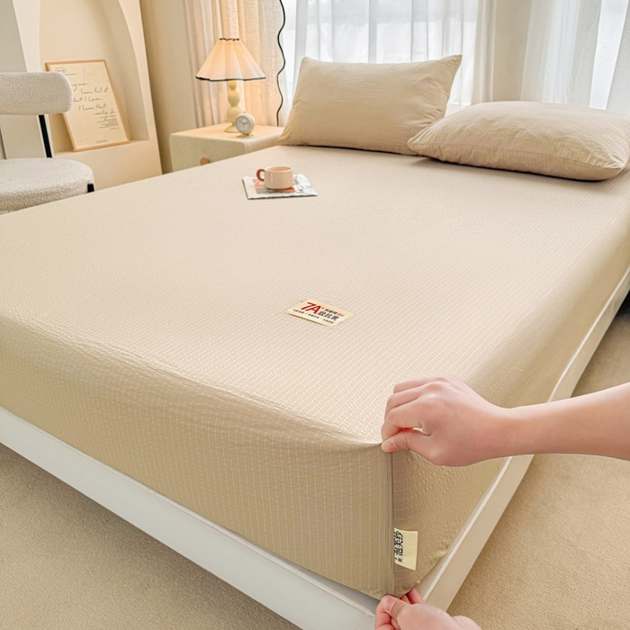 91家纺网 家纺一手货源 找家纺 （总）贝扬思家纺 2026新款高品质A类泡芙纱纯色单床笠系列-110g