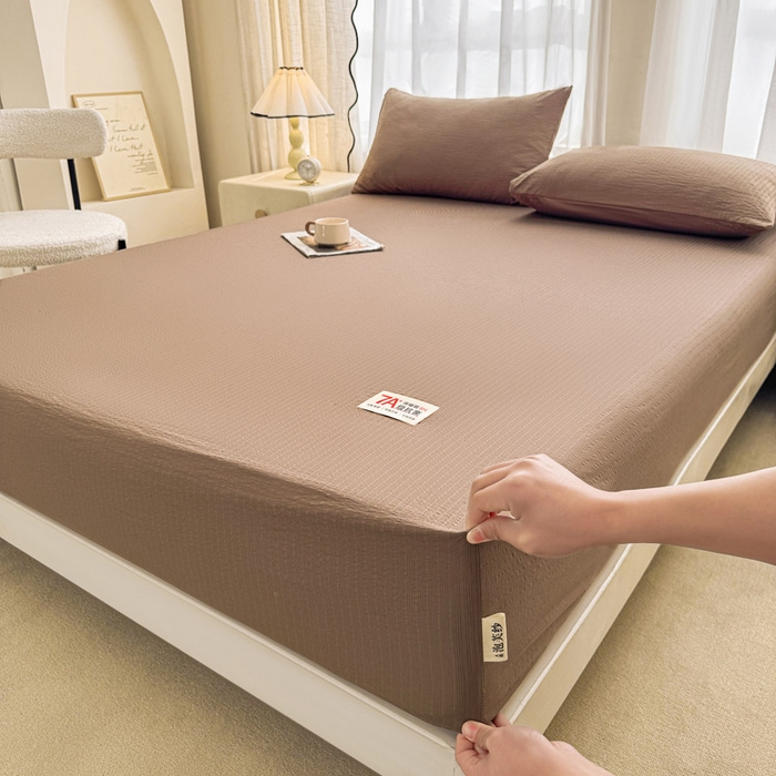 91家纺网 家纺一手货源 找家纺 （总）贝扬思家纺 2026新款高品质A类泡芙纱纯色单床笠系列-110g