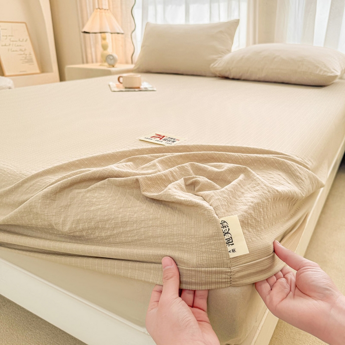 91家纺网 家纺一手货源 找家纺 贝扬思家纺 2026新款高品质A类泡芙纱纯色单床笠系列-110g CL-卡其