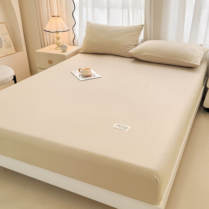 91家纺网 家纺一手货源 找家纺 贝扬思家纺 2026新款高品质A类泡芙纱纯色单床笠系列-110g CL-卡其