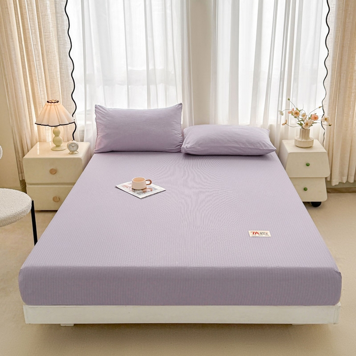 91家纺网 家纺一手货源 找家纺 贝扬思家纺 2026新款高品质A类泡芙纱纯色单床笠系列-110g CL-浅紫