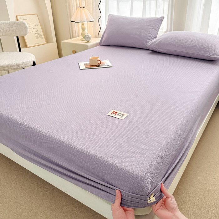 91家纺网 家纺一手货源 找家纺 贝扬思家纺 2026新款高品质A类泡芙纱纯色单床笠系列-110g CL-浅紫