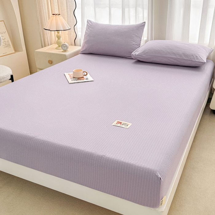 91家纺网 家纺一手货源 找家纺 贝扬思家纺 2026新款高品质A类泡芙纱纯色单床笠系列-110g CL-浅紫