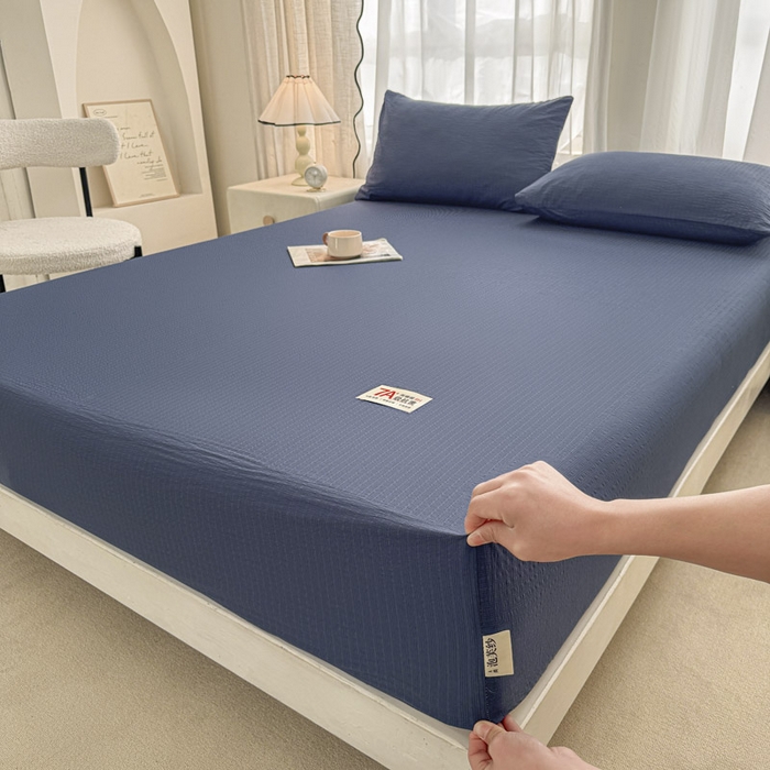 贝扬思家纺 2026新款高品质A类泡芙纱纯色单床笠系列-110g CL-深蓝