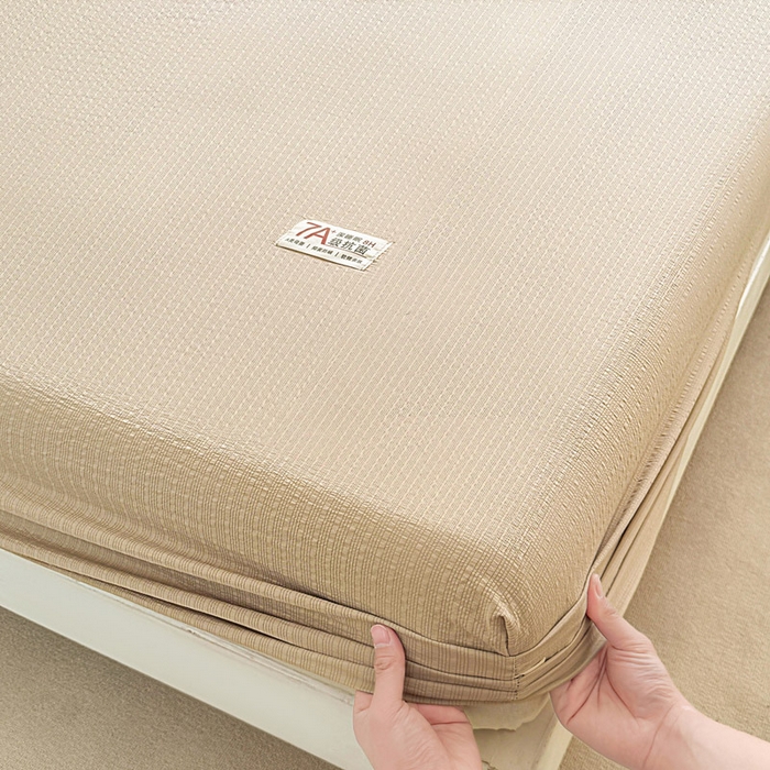 91家纺网 家纺一手货源 找家纺 贝扬思家纺 2026新款高品质A类泡芙纱纯色单床笠系列-110g CL-卡其