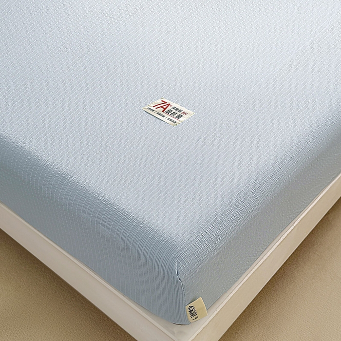 91家纺网 家纺一手货源 找家纺 贝扬思家纺 2026新款高品质A类泡芙纱纯色单床笠系列-110g CL-浅蓝