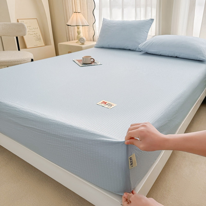 贝扬思家纺 2026新款高品质A类泡芙纱纯色单床笠系列-110g CL-浅蓝