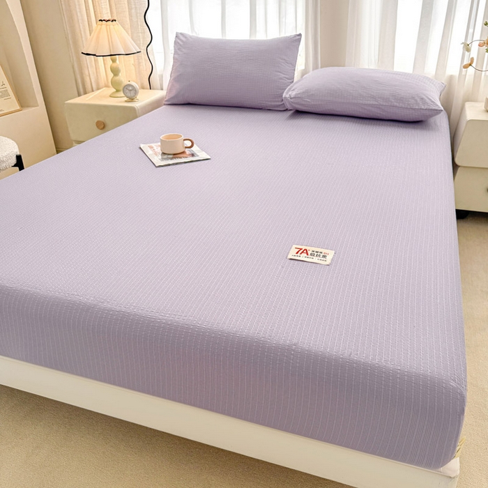 91家纺网 家纺一手货源 找家纺 贝扬思家纺 2026新款高品质A类泡芙纱纯色单床笠系列-110g CL-浅紫