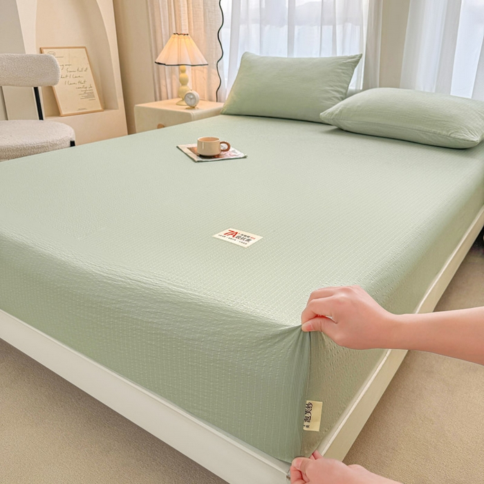 贝扬思家纺 2026新款高品质A类泡芙纱纯色单床笠系列-110g CL-绿色