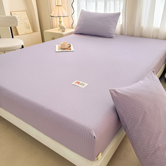 91家纺网 家纺一手货源 找家纺 贝扬思家纺 2026新款高品质A类泡芙纱纯色单床笠系列-110g CL-浅紫