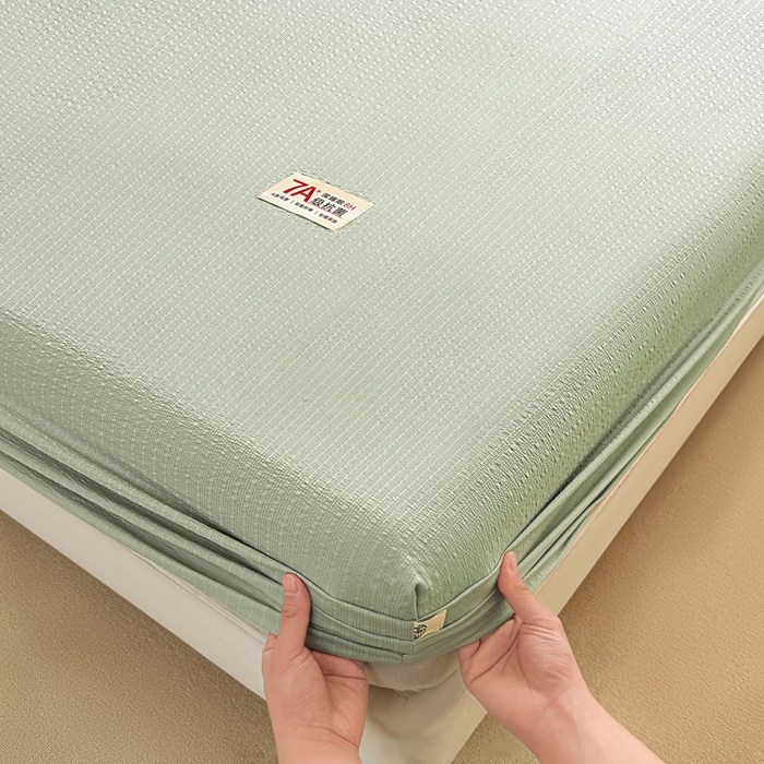 91家纺网 家纺一手货源 找家纺 贝扬思家纺 2026新款高品质A类泡芙纱纯色单床笠系列-110g CL-绿色