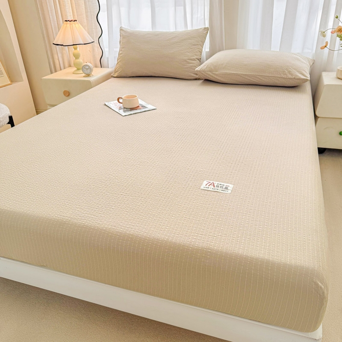 91家纺网 家纺一手货源 找家纺 贝扬思家纺 2026新款高品质A类泡芙纱纯色单床笠系列-110g CL-卡其