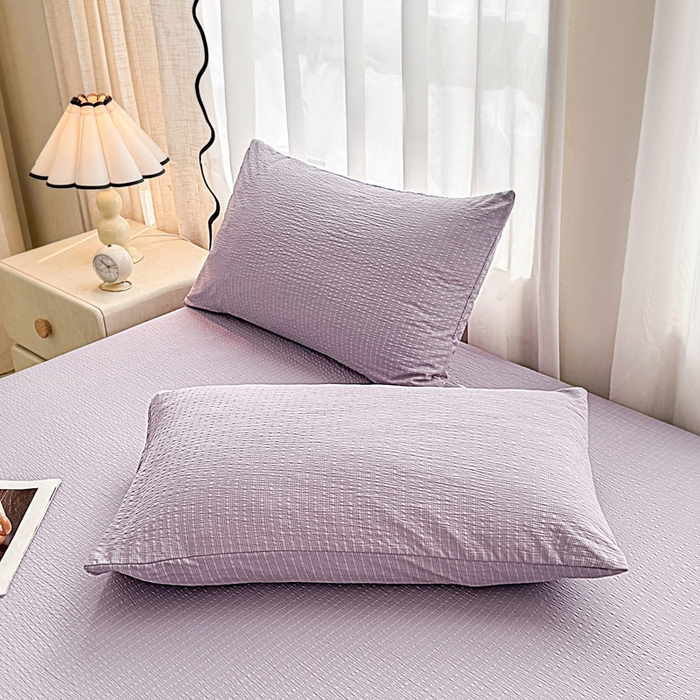 91家纺网 家纺一手货源 找家纺 贝扬思家纺 2026新款高品质A类泡芙纱纯色单床笠系列-110g CL-浅紫