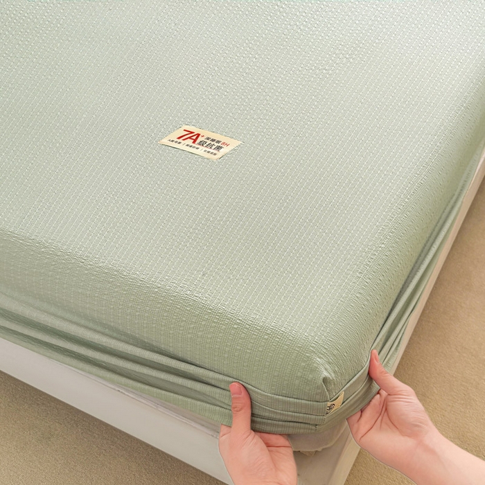 91家纺网 家纺一手货源 找家纺 贝扬思家纺 2026新款高品质A类泡芙纱纯色单床笠系列-110g CL-绿色